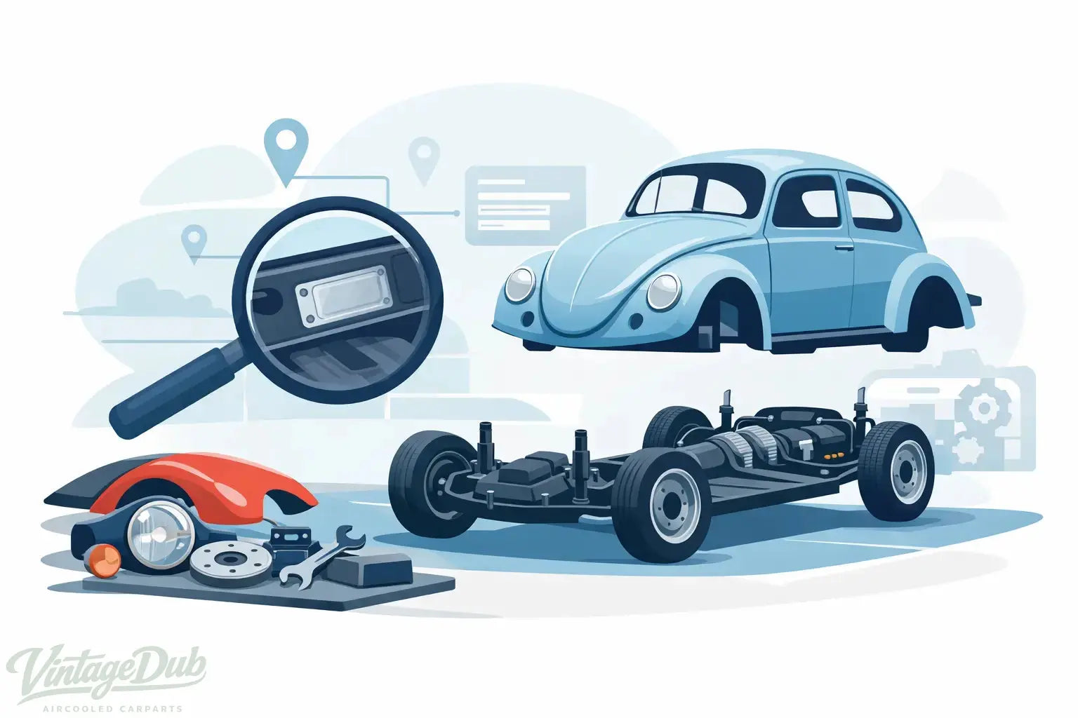 Kever onderdelen op chassisnummer vinden