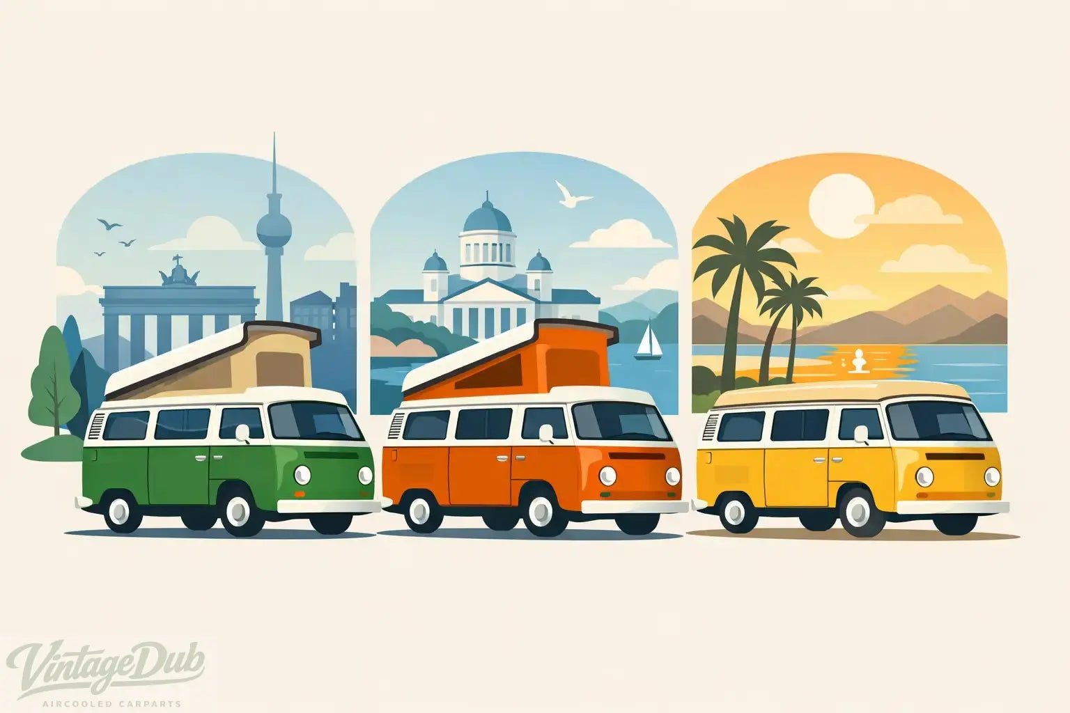 Verschillen VW T2 Westfalia Berlin, Helsinki, Malaga