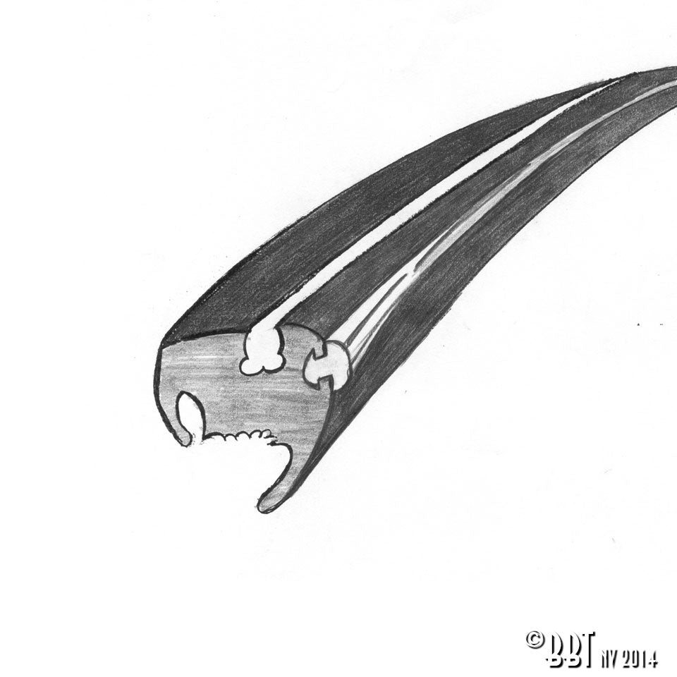 Zijruitrubber 'Deluxe' links (plastik sierlijst) voor Kever — VintageDub