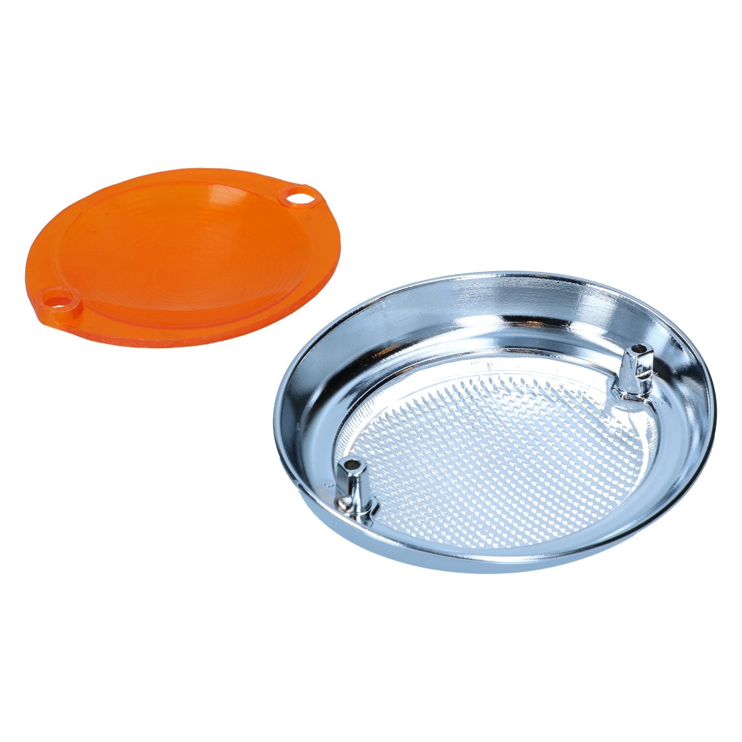 Knipperlichtglas, links, wit/oranje met E-keuring detail — T1