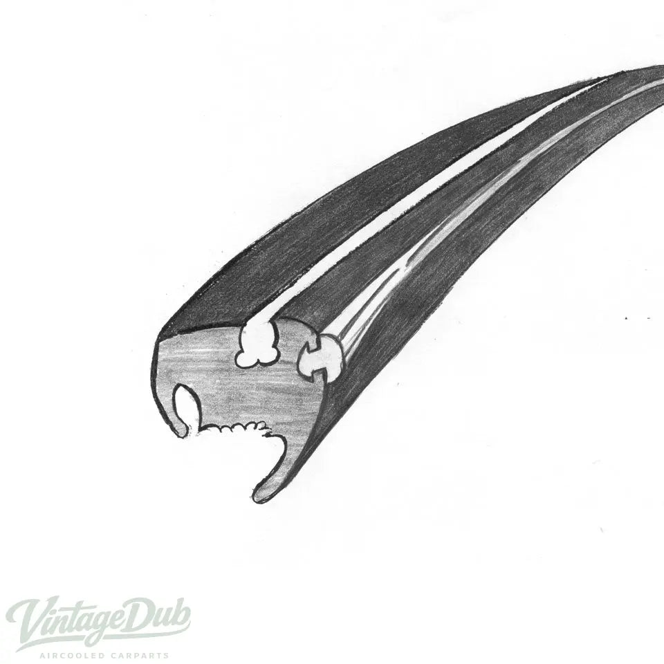 Voorruitrubber 'Deluxe' Cabrio (plastik sierlijst) detail — Kever