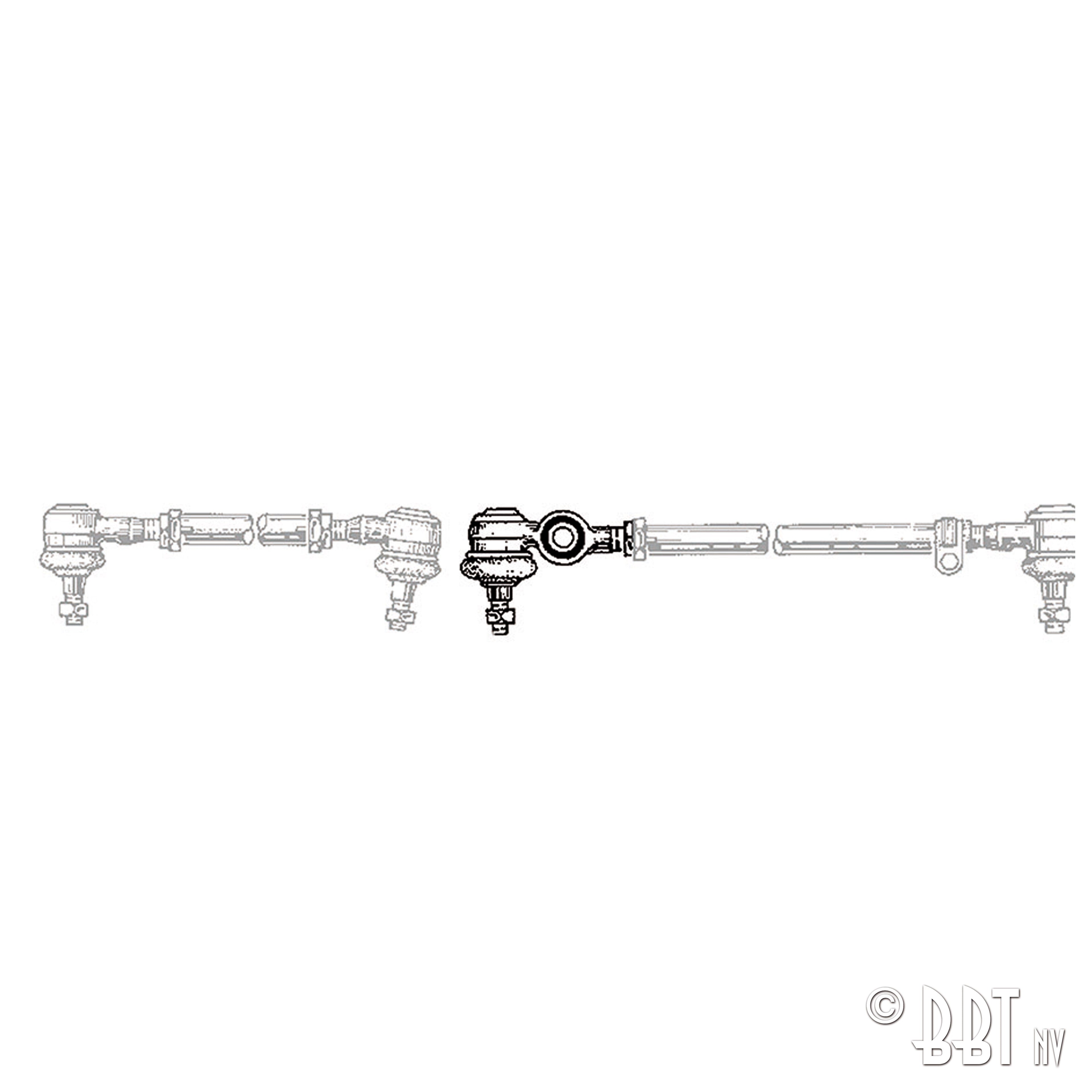 Rotule met oog stuurdemper, kleine kegel, linkse schroefdraad detail — Kever, KG
