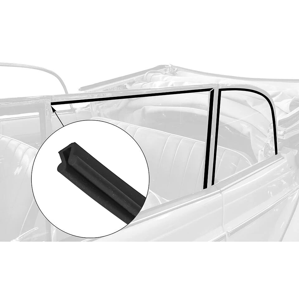 VW Kever | Rubbers zijruit/ruitframe Cabrio (5 meter) | 151 837 439B + 151 845 321
