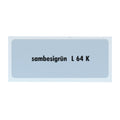 Kleurcode sticker L64K - sambesigrün voor VW T1 Bus, T2 Bus, Kever en Karmann Ghia - VintageDub