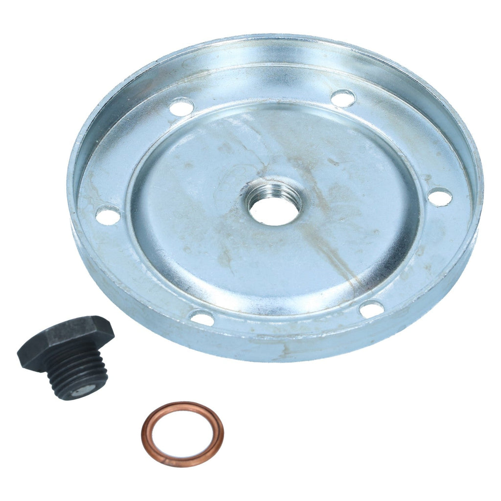 Olieverversingsplaat 25-30 pk met aflaatplug detail — T1, Kever, KG