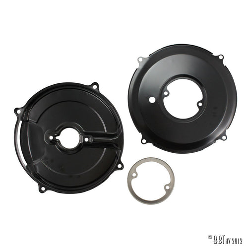 Achterplaten dynamo/alternator 105mm 3 delig - zwart – VW T1 Bus, T2 Bus, Kever, KG, Type 181 – OEM 131 119 261 + 271 + 259
