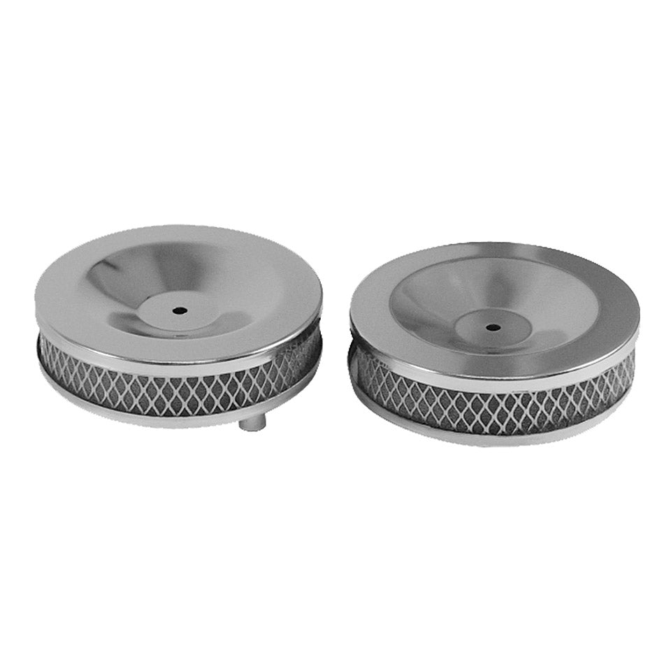Gechromeerde luchtfilter, voor dubbele carburator, per paar — VintageDub