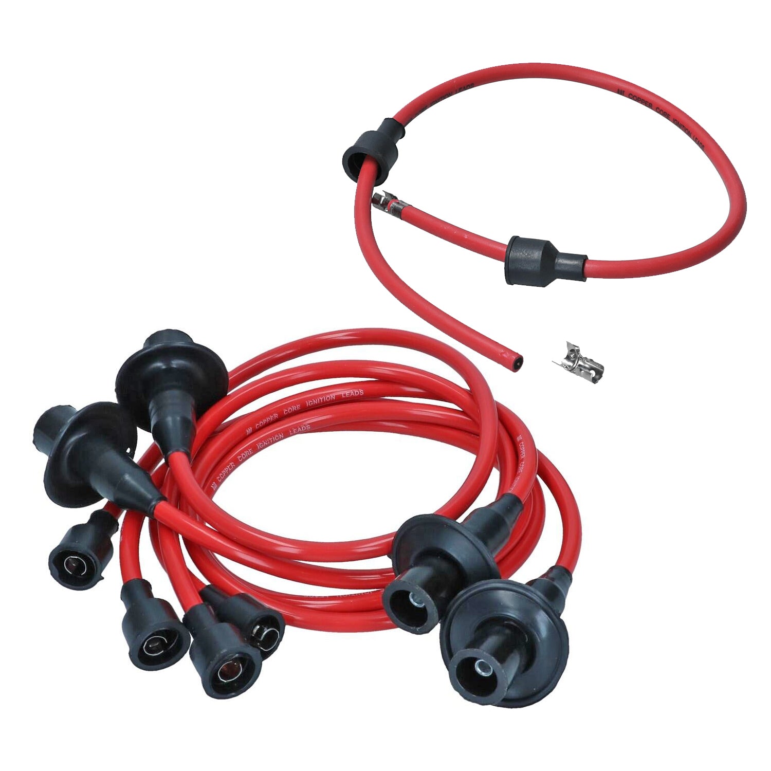 Bougiekabelset Type1 koper - rood, 60cm hoofdkabel detail — T1, T2, Kever, KG