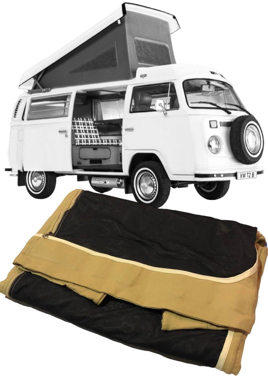 VW T2 Bus | Hefdakdoek Westfalia, beige, topkwaliteit, 08/1974-07/1979