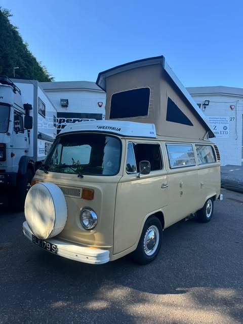 VW T2 Bus | Hefdakdoek Westfalia, beige, topkwaliteit, 08/1974-07/1979