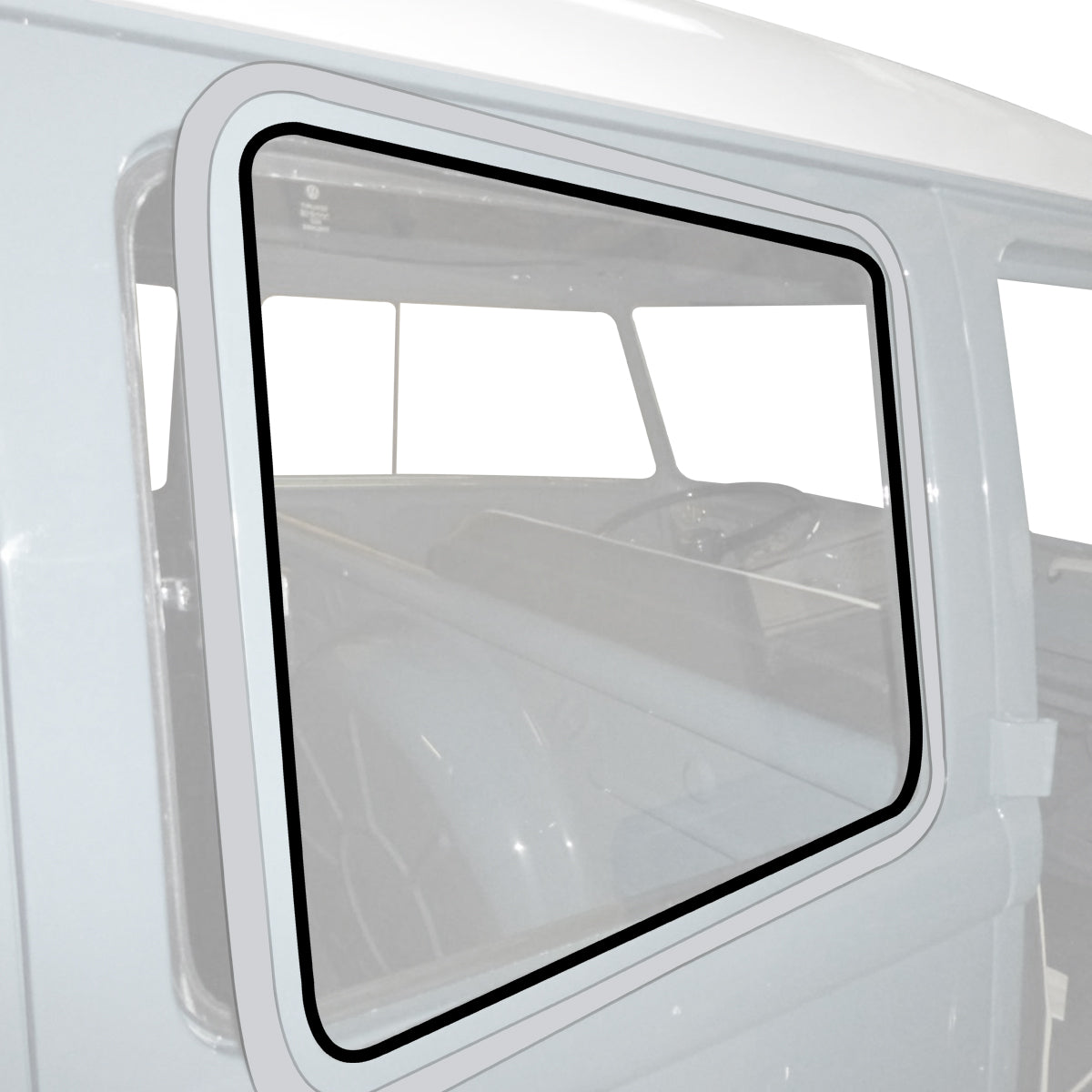 Rubber pop-out tussen frame en ruit detail — T1