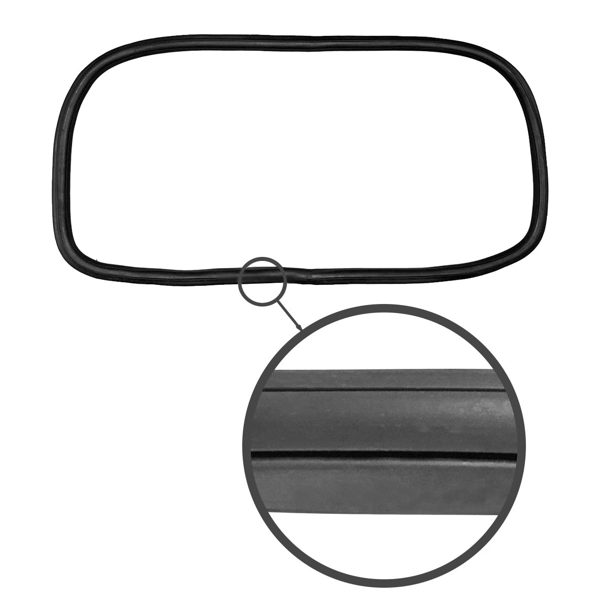 Achterruitrubber 'Deluxe' (alu sierlijst), Notchback — VintageDub