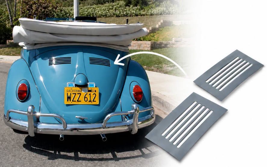 VW Kever | Inlas grille motorklep cabrio, per paar, 1958-1967