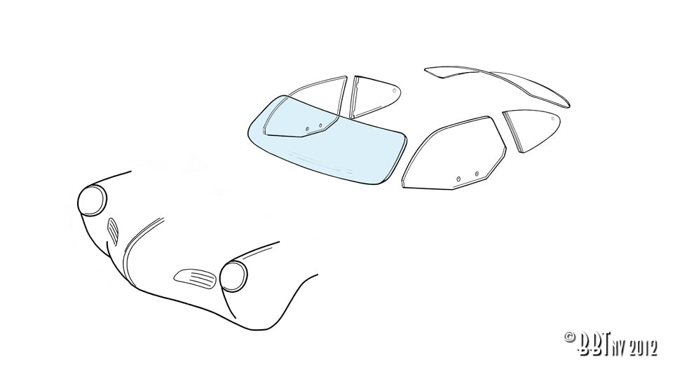 Voorruit - Karmann Ghia coupé/Cabrio blank voor KG — VintageDub