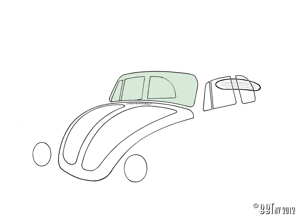Voorruit kever Cabrio groen voor Kever — VintageDub