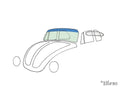 Voorruit groen, Cabrio, met blauwe band voor Kever — VintageDub