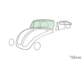 Voorruit groen, Cabrio, met groene band voor Kever — VintageDub