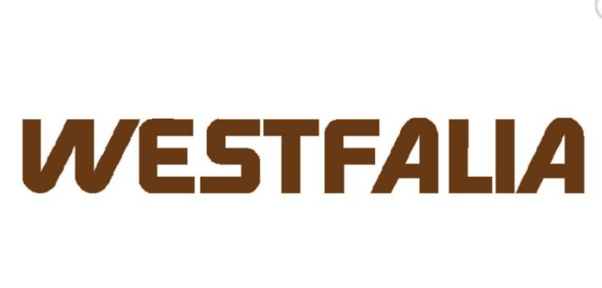 Sticker 'WESTFALIA', bruin, 45x6cm – VW T2 Bus