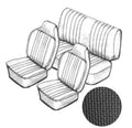 VW Kever | TMI Stoelbekleding set, met hoofdsteun, zwart basket vinyl | Kever 08/67 - 07/69 cabriolet