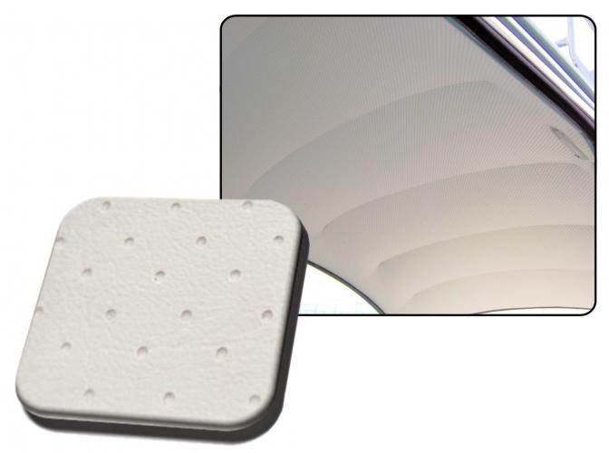 VW Kever | TMI Hemel geperforeerd vinyl, zonder schuifdak, deluxe, gebroken wit | Kever 08/62 - 07/63 sedan (4 baleinen)