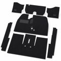VW Kever | TMI Bouclé interieur tapijtset deluxe, zwart (7-delig) | Kever sedan LHD: exportmodellen, VW1300 en VW1500 08/62 - 07/64, zonder voetensteun
