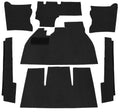 VW Kever | TMI Bouclé interieur tapijtset zwart (7-delig) | Kever sedan LHD: VW1200, VW1300 en VW1500 08/68-07/72