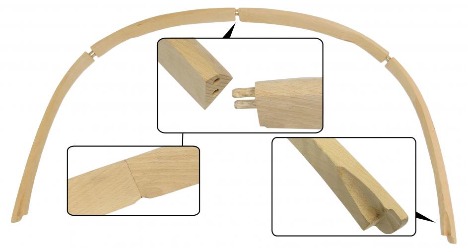 Houten cabriolet kap montage balk achterzijde (4-delig)