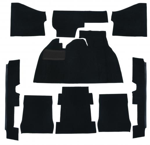 VW Kever | TMI Bouclé interieur tapijtset, zwart (9-delig) | Kever sedan LHD 1303