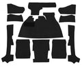 VW Kever | TMI Bouclé interieur tapijtset, zwart (11-delig) | Kever cabriolet LHD 08/72 en later