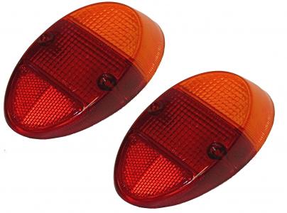 VW Kever | Hella Achterlicht lens Europees amber/rood, A-kwaliteit (per paar) | Kever: alle modellen 08/61 - 07/67, VW1200 08/67 - 07/73 | 111945241K
