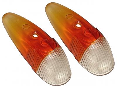 VW Kever | Hella Richtingaangever lens Italiaans oranje/wit (per paar) | Kever 08/60 - 09/63 | 111953161B