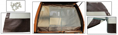 Achterklep hor inclusief montagemateriaal met rits bruin, Vanagon/T25 – VW T3 Bus (identiek aan origineel Westfalia)