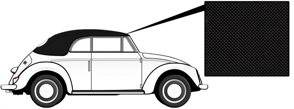 VW Kever | TMI Cabriolet kap vinyl zwart | Kever 1966 (VIN 157 250 033) - 07/72 (incl. 1302) | 1518741035K