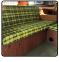 VW T2 Bus | Slaapbank bekleding set, 1400 mm breed, geruit groen/geel, 08/67-07/79