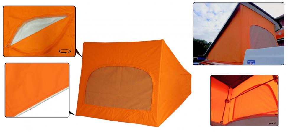 VW T2 Bus | Westfalia kantel hefdak tentdoek 1 raam oranje, 11/73-07/79