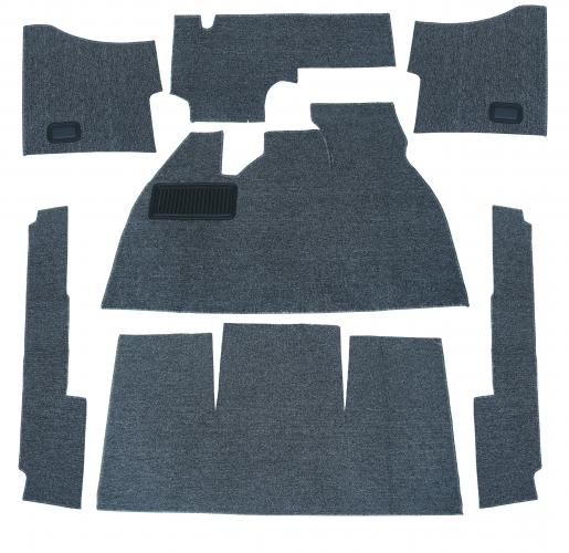 VW Kever | TMI Bouclé interieur tapijtset, gemeleerd grijs (7-delig) | Kever sedan LHD: exportmodellen, VW1300 en VW1500 08/59-07/68, VW1200 08/67-07/68