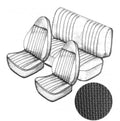 VW Kever | TMI Stoelbekleding set, met hoofdsteun, zwart basket vinyl | Kever 08/72 - 07/73 sedan