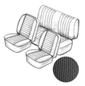 VW Kever | TMI Stoelbekleding set, zonder hoofdsteun, zwart basket vinyl | Kever 08/76 en later cabriolet