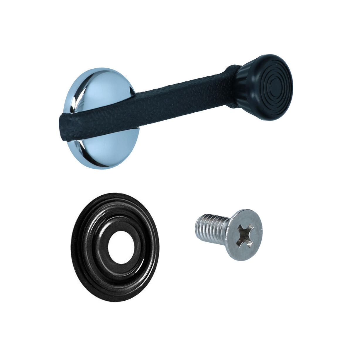 Window winder handle set with rosette, black/chrome | VW T2 Bus 08/67-07/69, Beetle, KG 08/67-07/69, Type 3 08/67-07/71 | 113 837 581D + 311 837 595