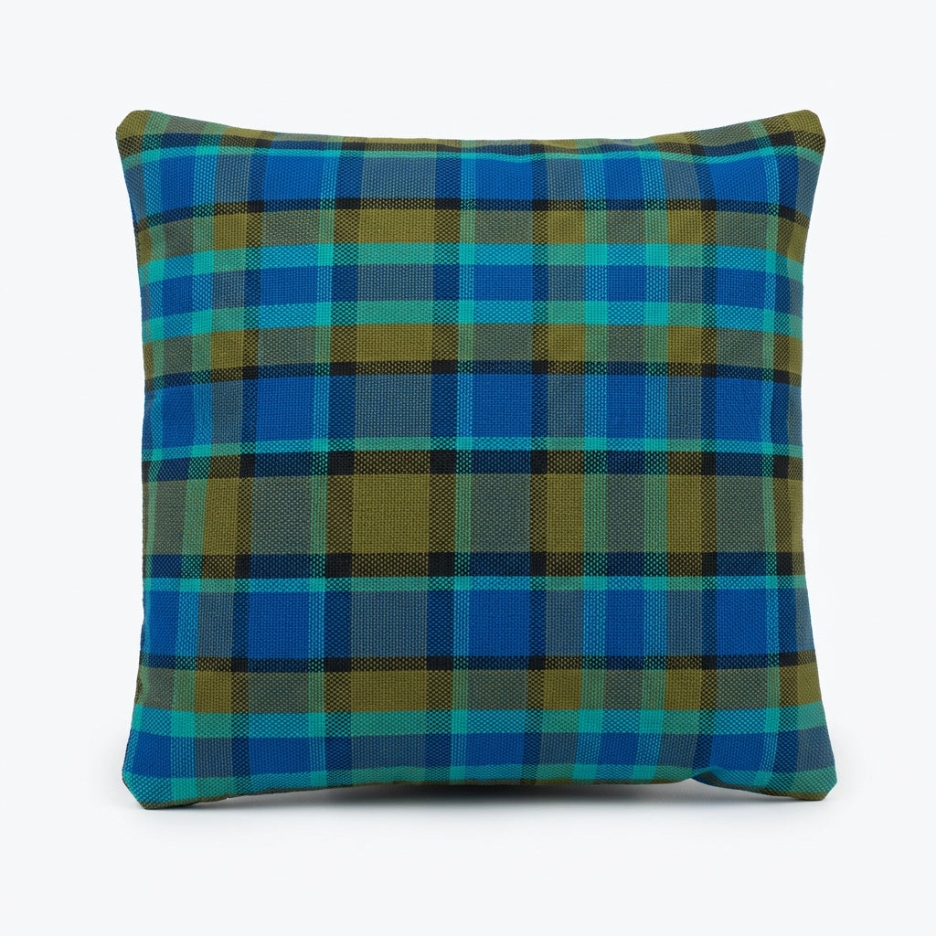 Westfalia kussen geruit blauw/groen 40 x 40cm originele Westfalia stof – VW T2 Bus Westfalia – detail 2