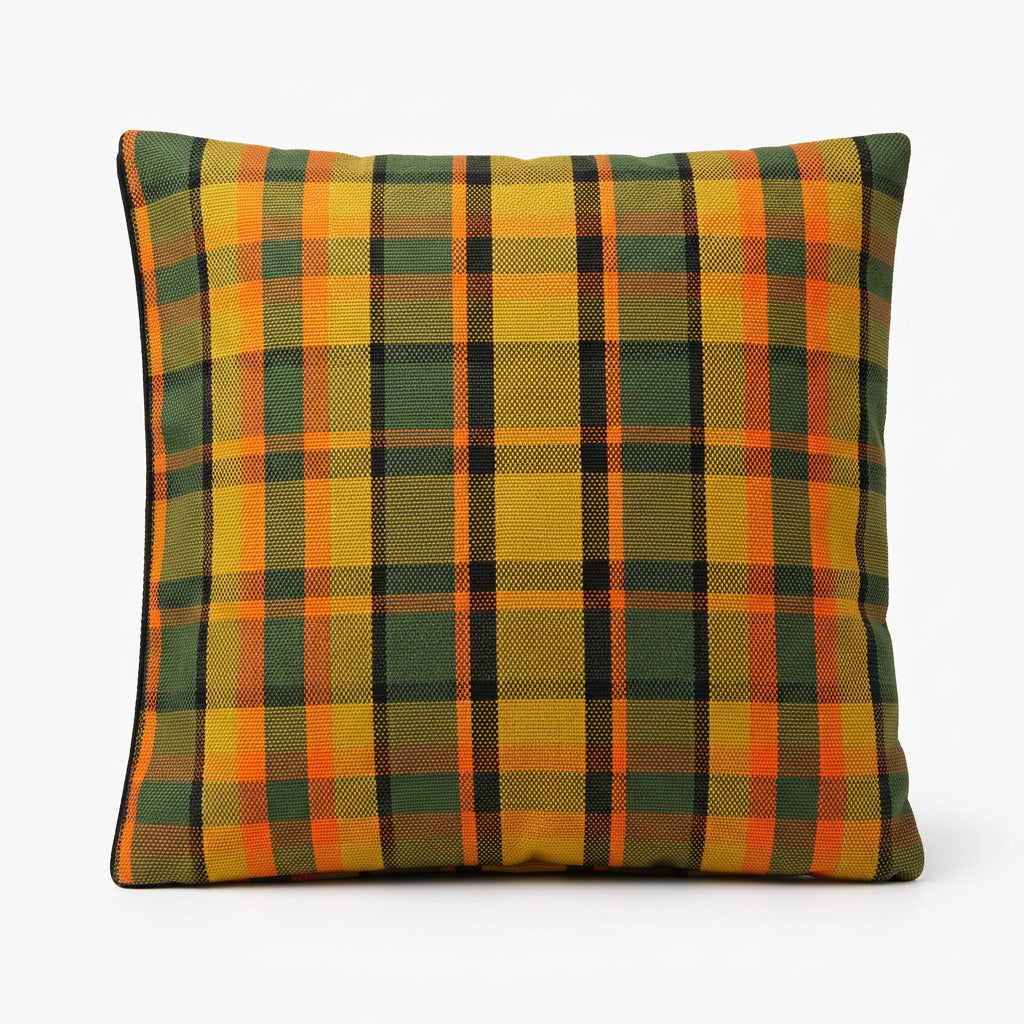 Westfalia kussen geruit geel/groen 40 x 40cm originele Westfalia stof – VW T2 Bus Westfalia