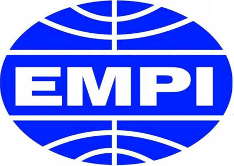 Sticker 'EMPI', ovaal, 45x82mm – VW T1 Bus, T2 Bus, Kever, KG, T3 Bus, Type 3, Type 181